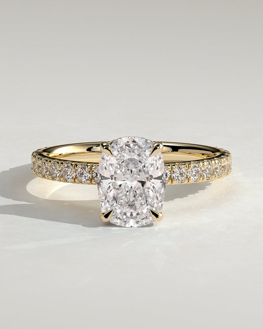 Round Halo, Pave & Split Shank Engagement Ring – 1.93 CT Lab Grown Diamond