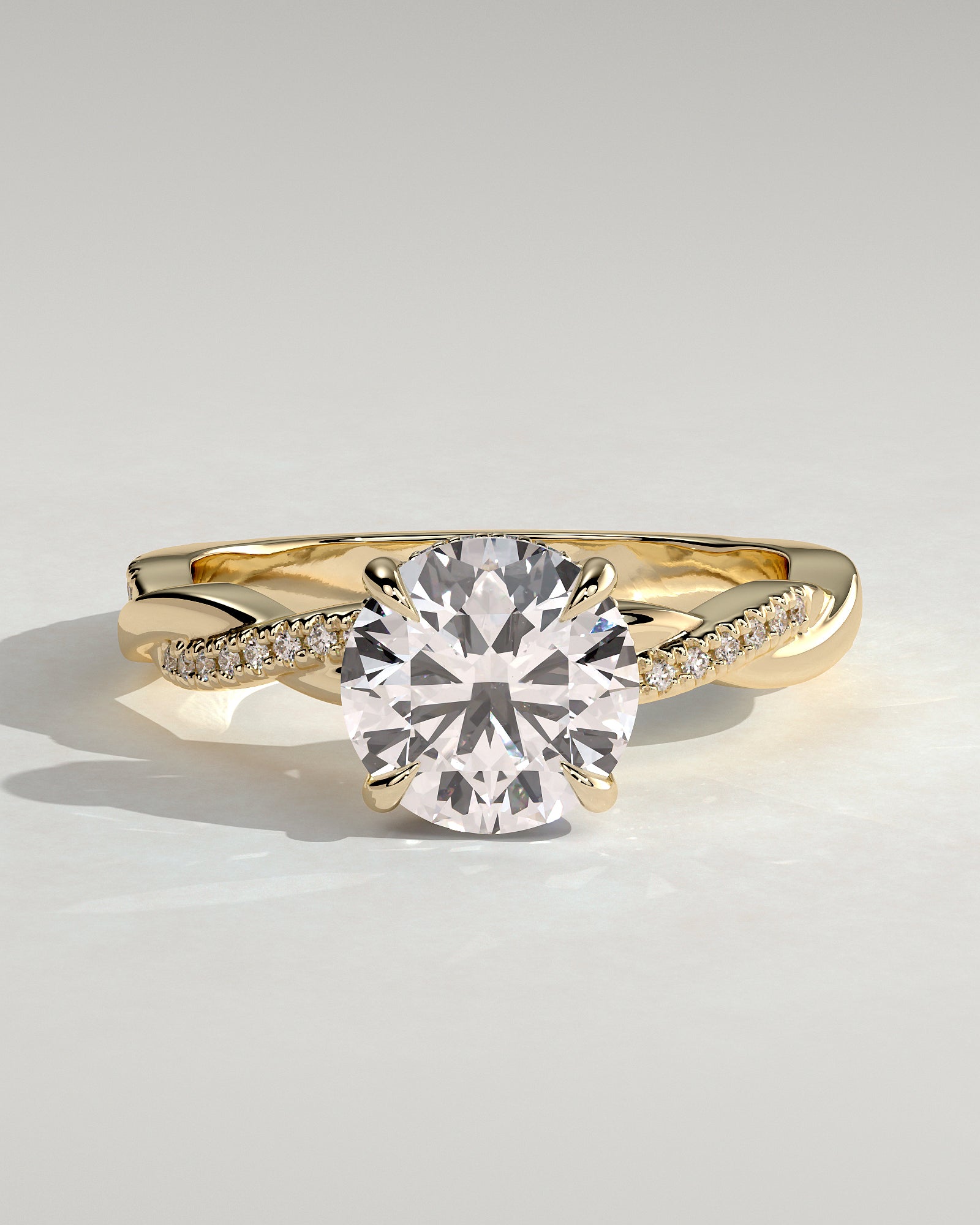 Round Halo, Pave & Split Shank Engagement Ring – 1.93 CT Lab Grown Diamond