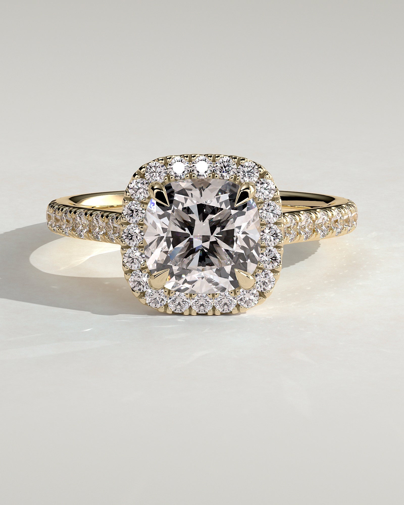 Round Halo, Pave & Split Shank Engagement Ring – 1.93 CT Lab Grown Diamond