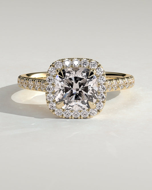 Round Halo, Pave & Split Shank Engagement Ring – 1.93 CT Lab Grown Diamond