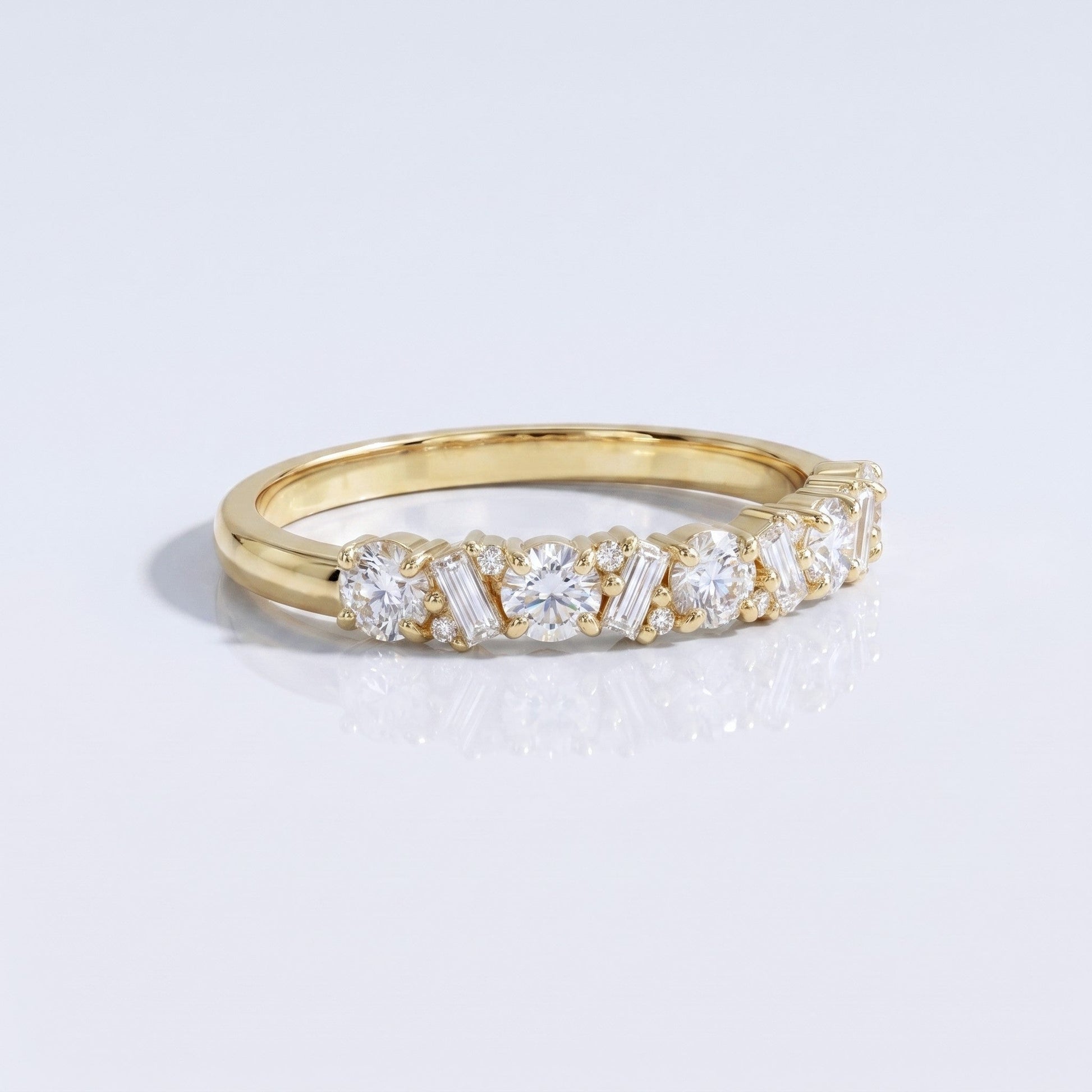 0.2 TCW Round Diamond Half Eternity DEF/VVS Lab Grown Wedding Band