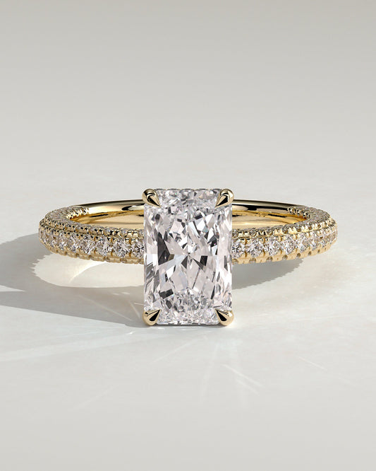 Round Halo, Pave & Split Shank Engagement Ring – 1.93 CT Lab Grown Diamond