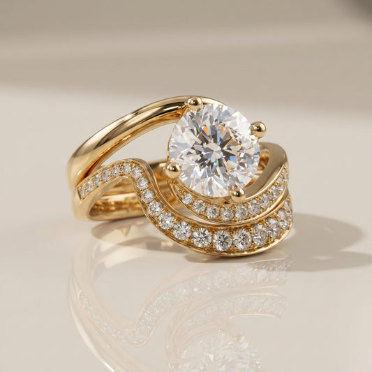 1.0 CT Round Solitaire Moissanite Diamond Bridal Ring Set