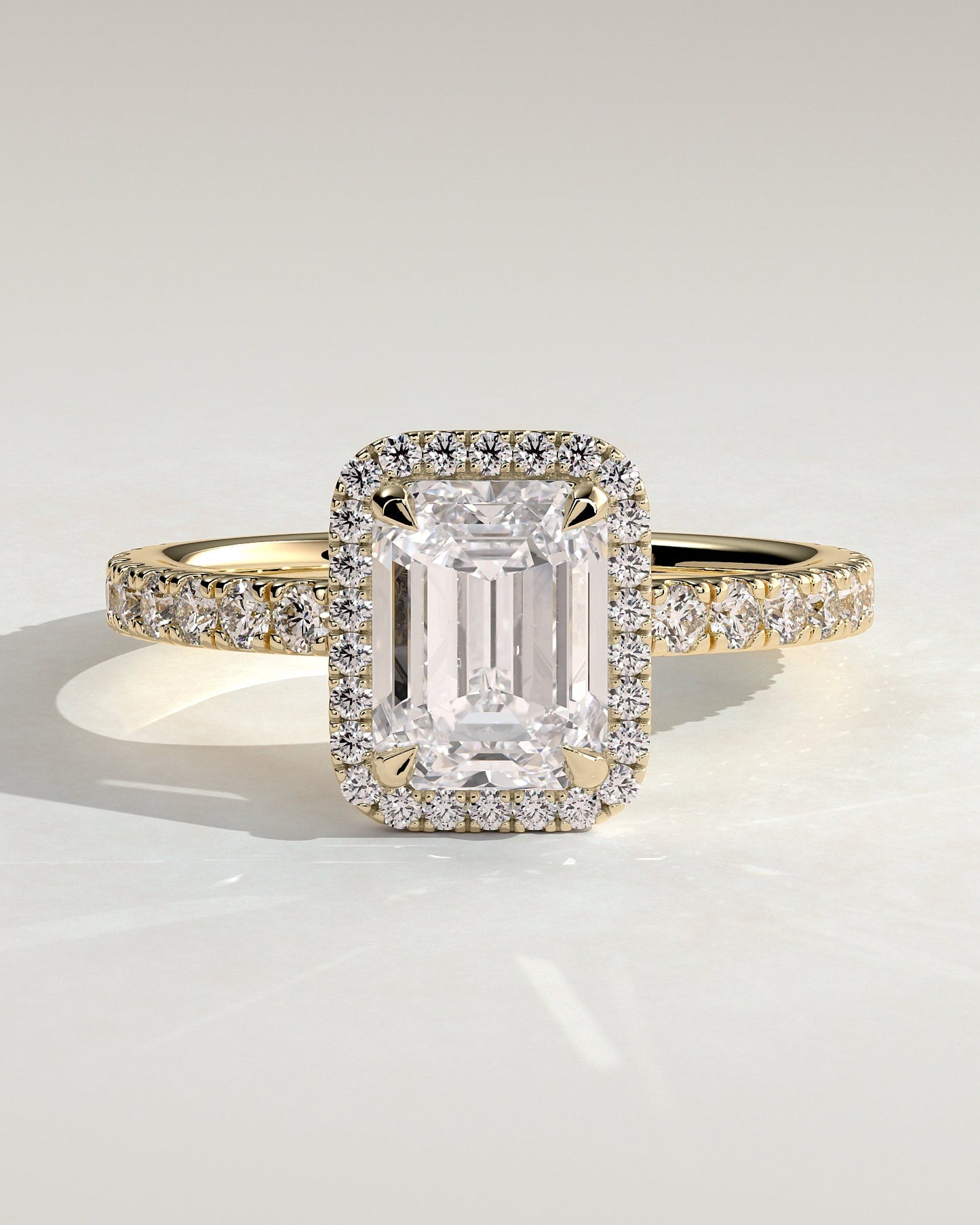 Round Halo, Pave & Split Shank Engagement Ring – 1.93 CT Lab Grown Diamond