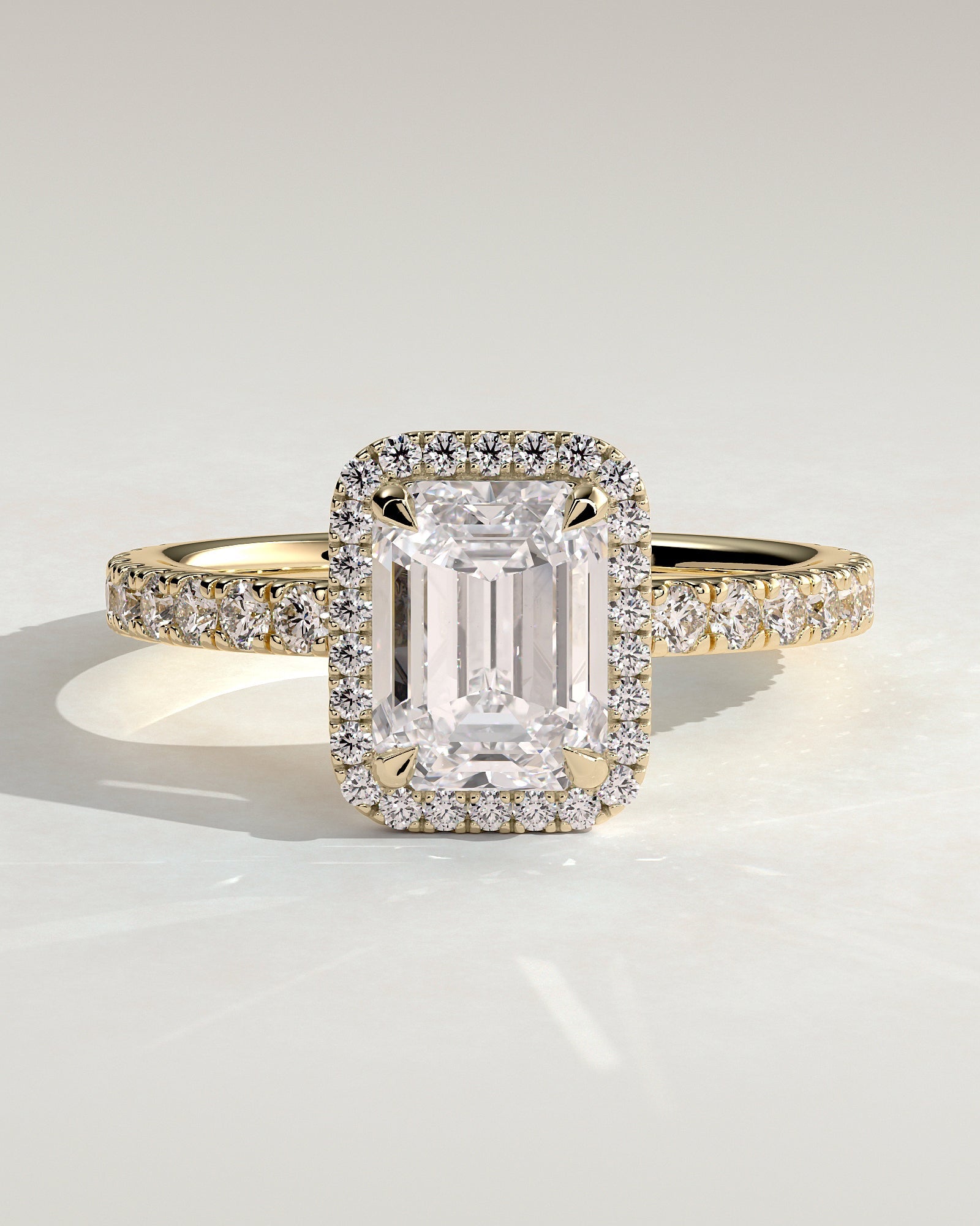 Round Halo, Pave & Split Shank Engagement Ring – 1.93 CT Lab Grown Diamond
