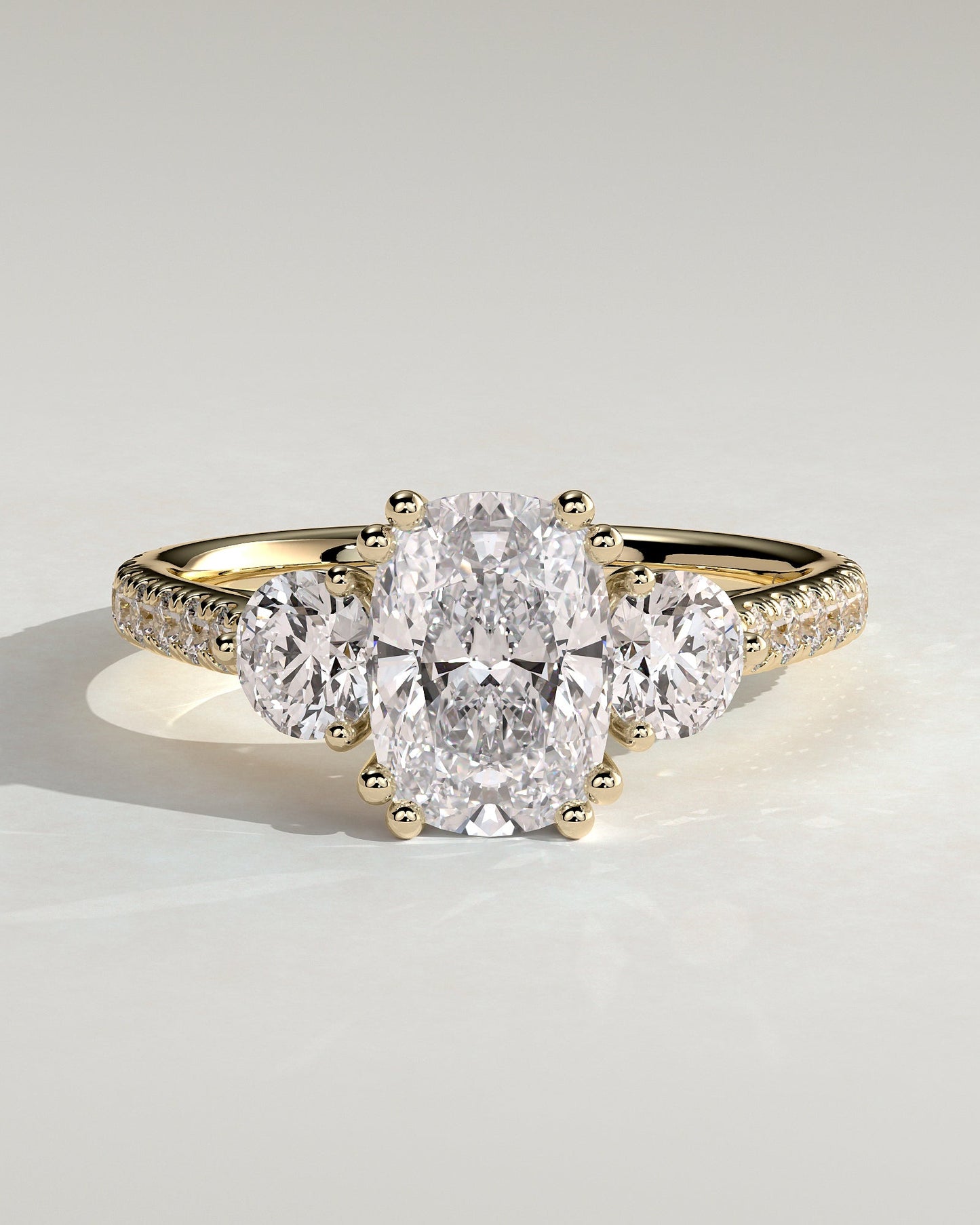 Round Halo, Pave & Split Shank Engagement Ring – 1.93 CT Lab Grown Diamond