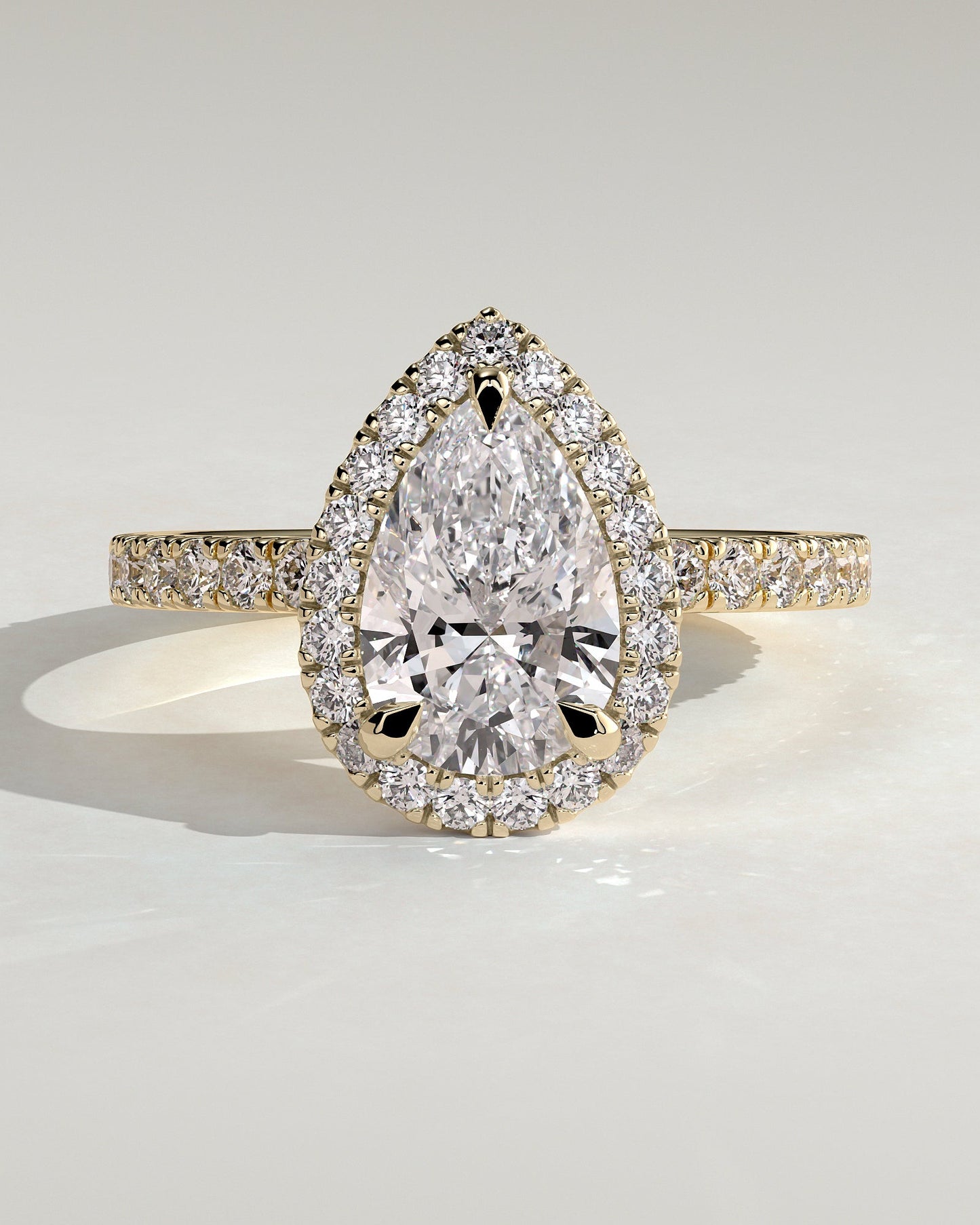 Round Halo, Pave & Split Shank Engagement Ring – 1.93 CT Lab Grown Diamond