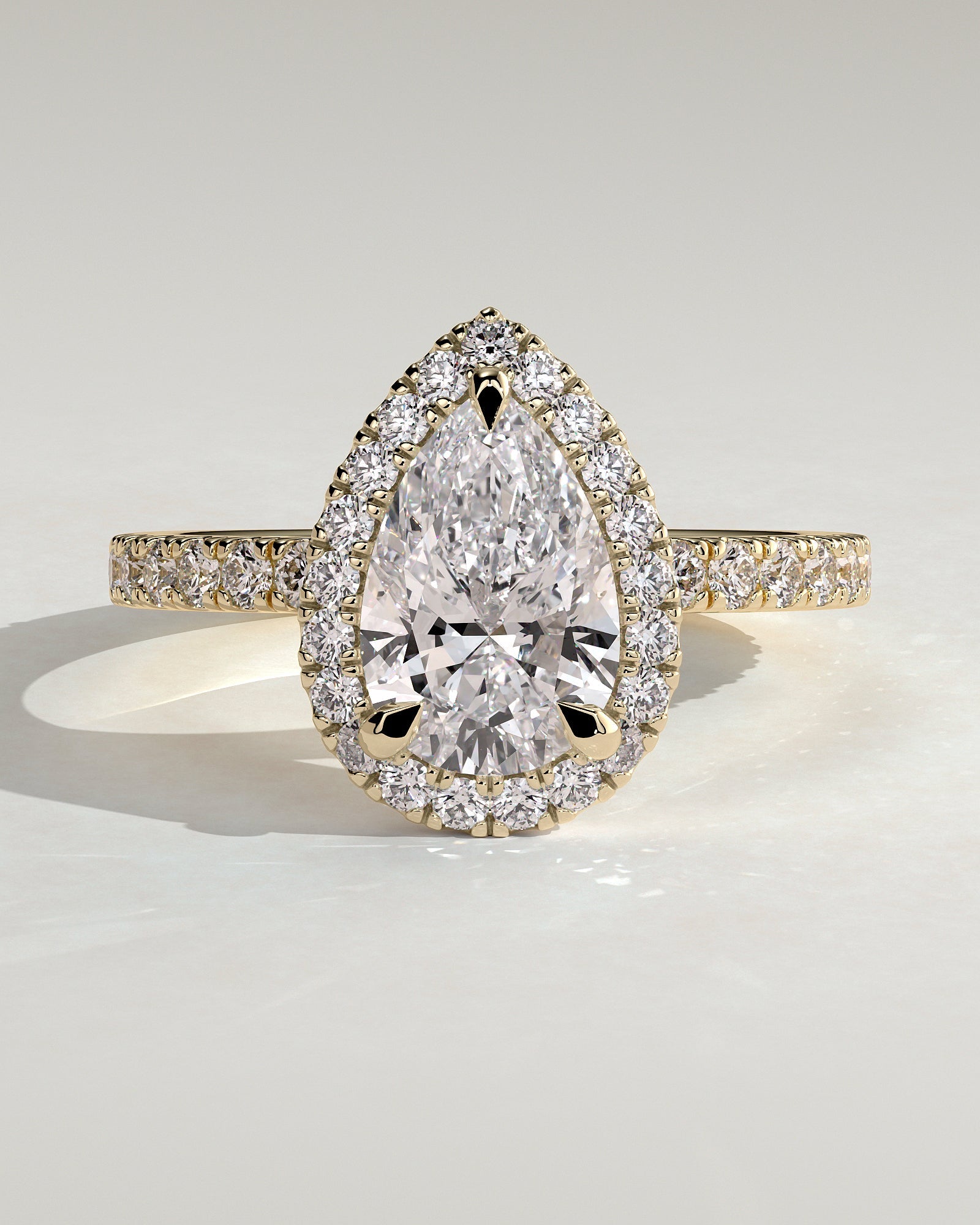 Round Halo, Pave & Split Shank Engagement Ring – 1.93 CT Lab Grown Diamond