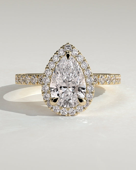 Round Halo, Pave & Split Shank Engagement Ring – 1.93 CT Lab Grown Diamond