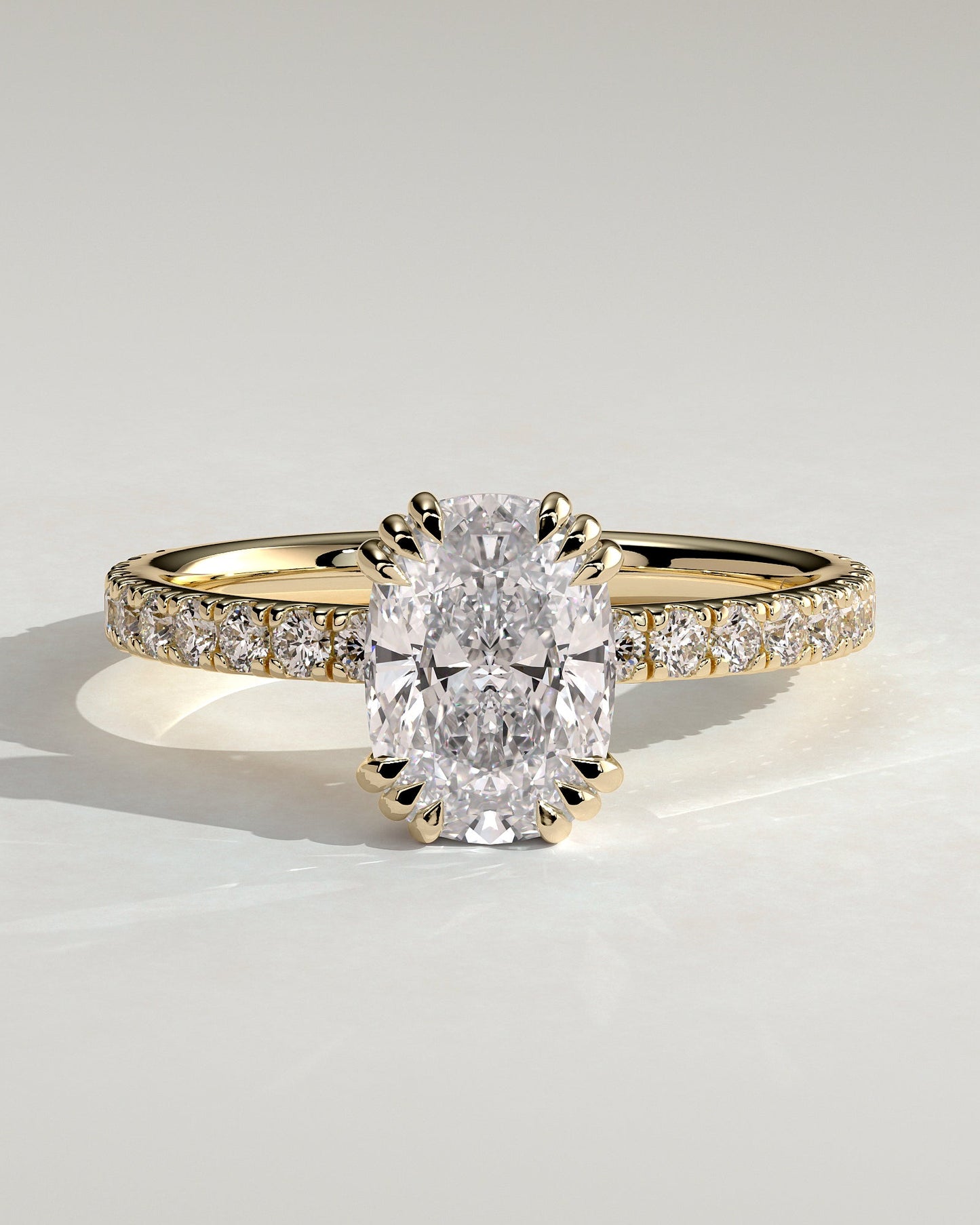 Round Halo, Pave & Split Shank Engagement Ring – 1.93 CT Lab Grown Diamond