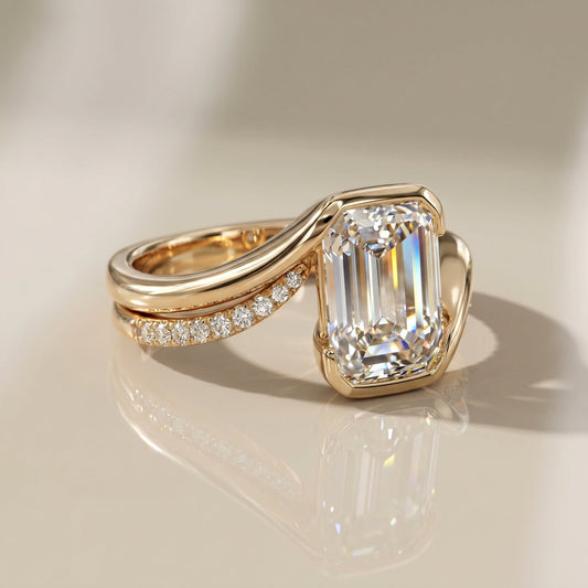 1.0 CT Round Solitaire Moissanite Diamond Bridal Ring Set