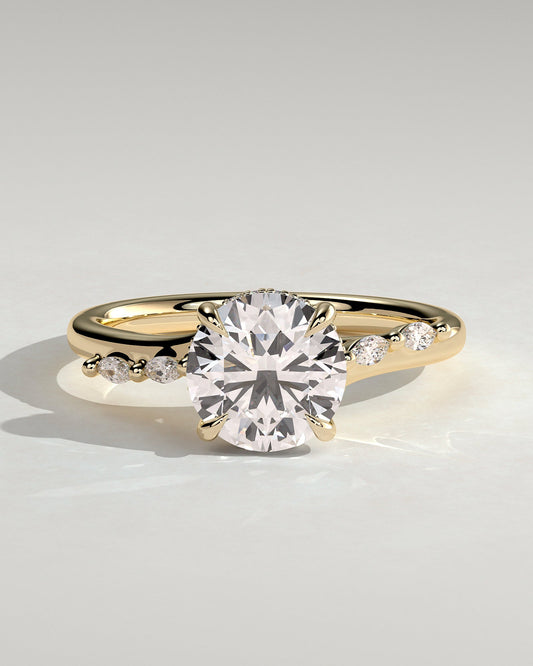 Round Halo, Pave & Split Shank Engagement Ring – 1.93 CT Lab Grown Diamond