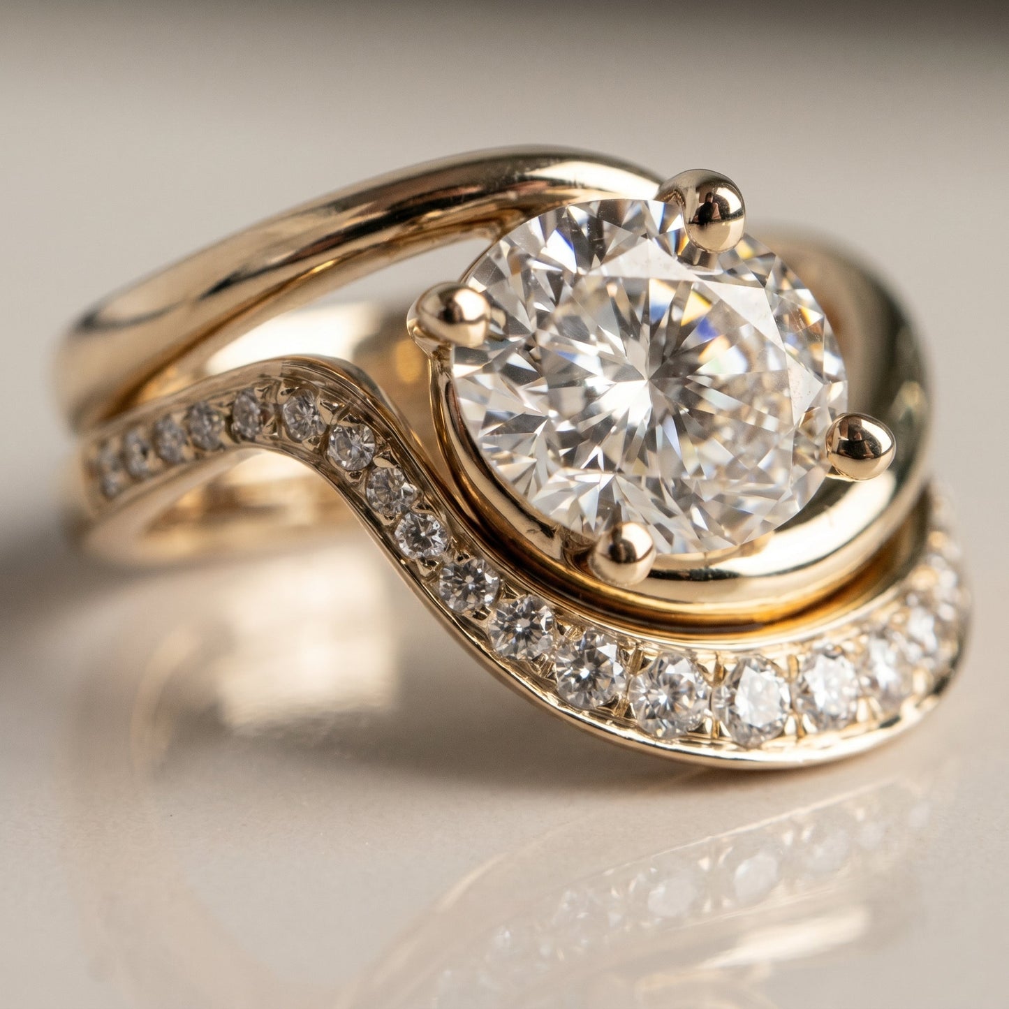 1.0 CT Round Solitaire Moissanite Diamond Bridal Ring Set