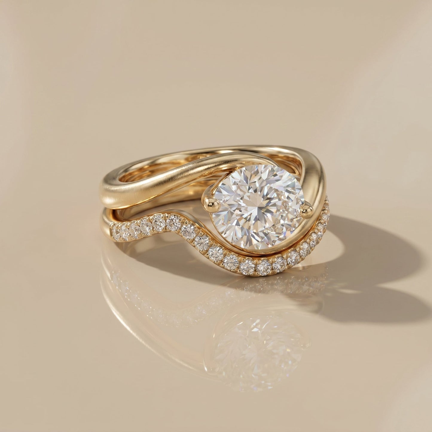 1.0 CT Round Solitaire Moissanite Diamond Bridal Ring Set
