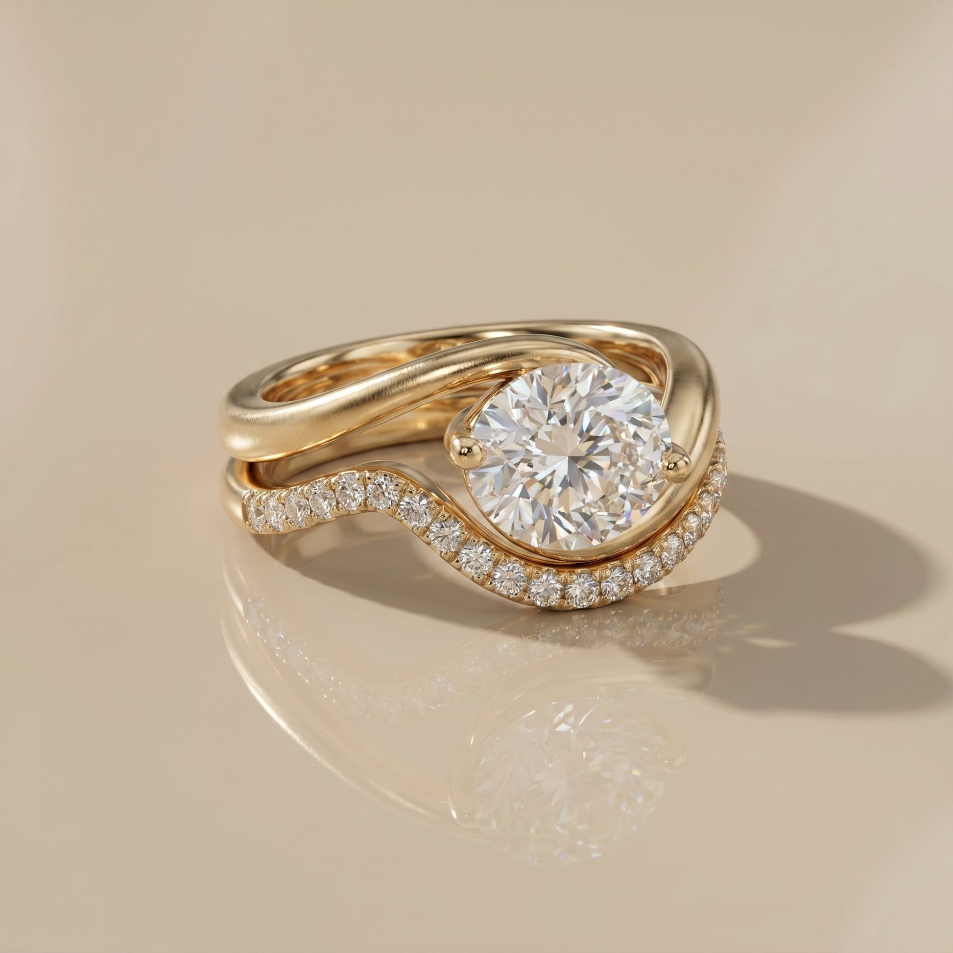 1.0 CT Round Solitaire Moissanite Diamond Bridal Ring Set