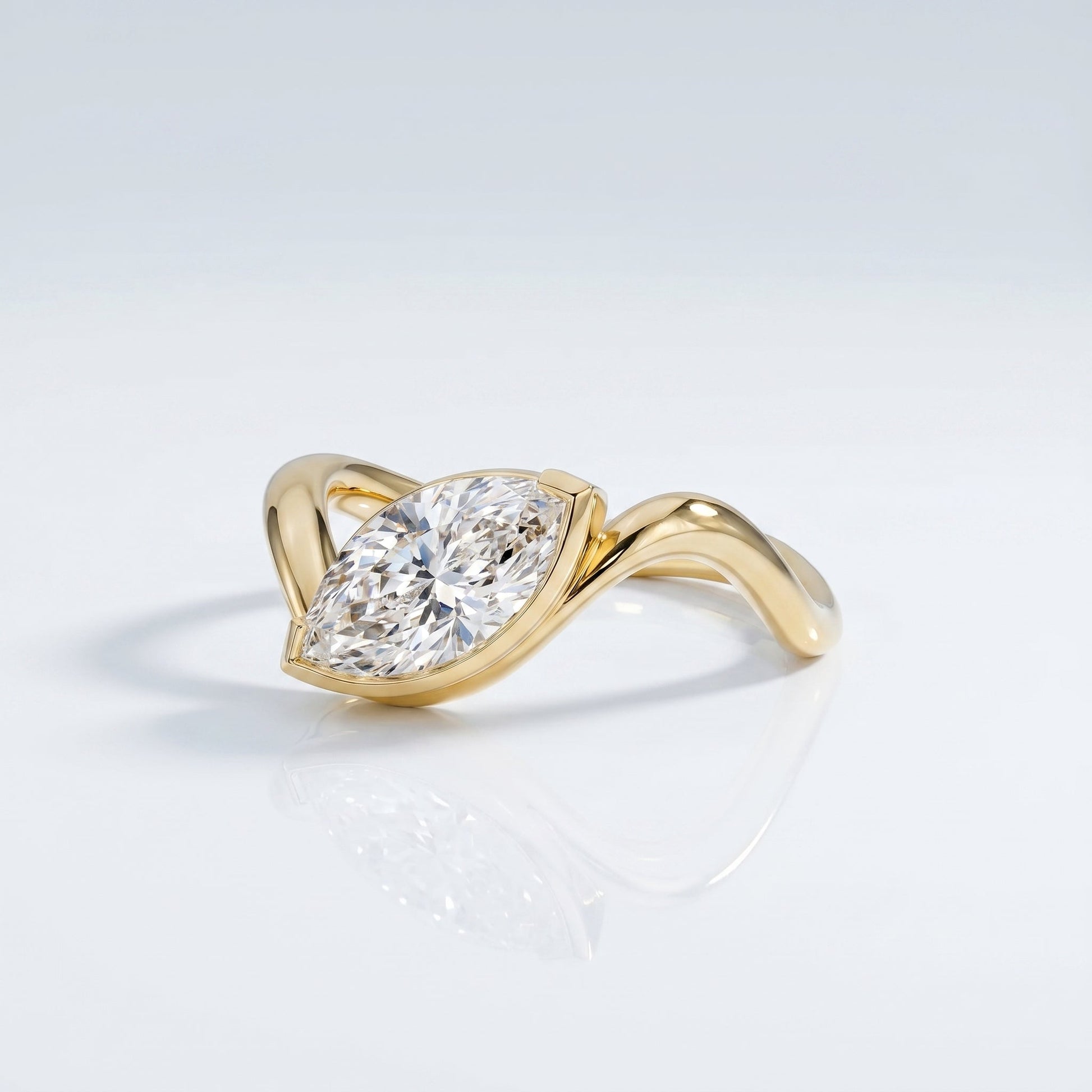 Marquise Swirl Solitaire Engagement Ring – 1 CT Lab Grown Diamond