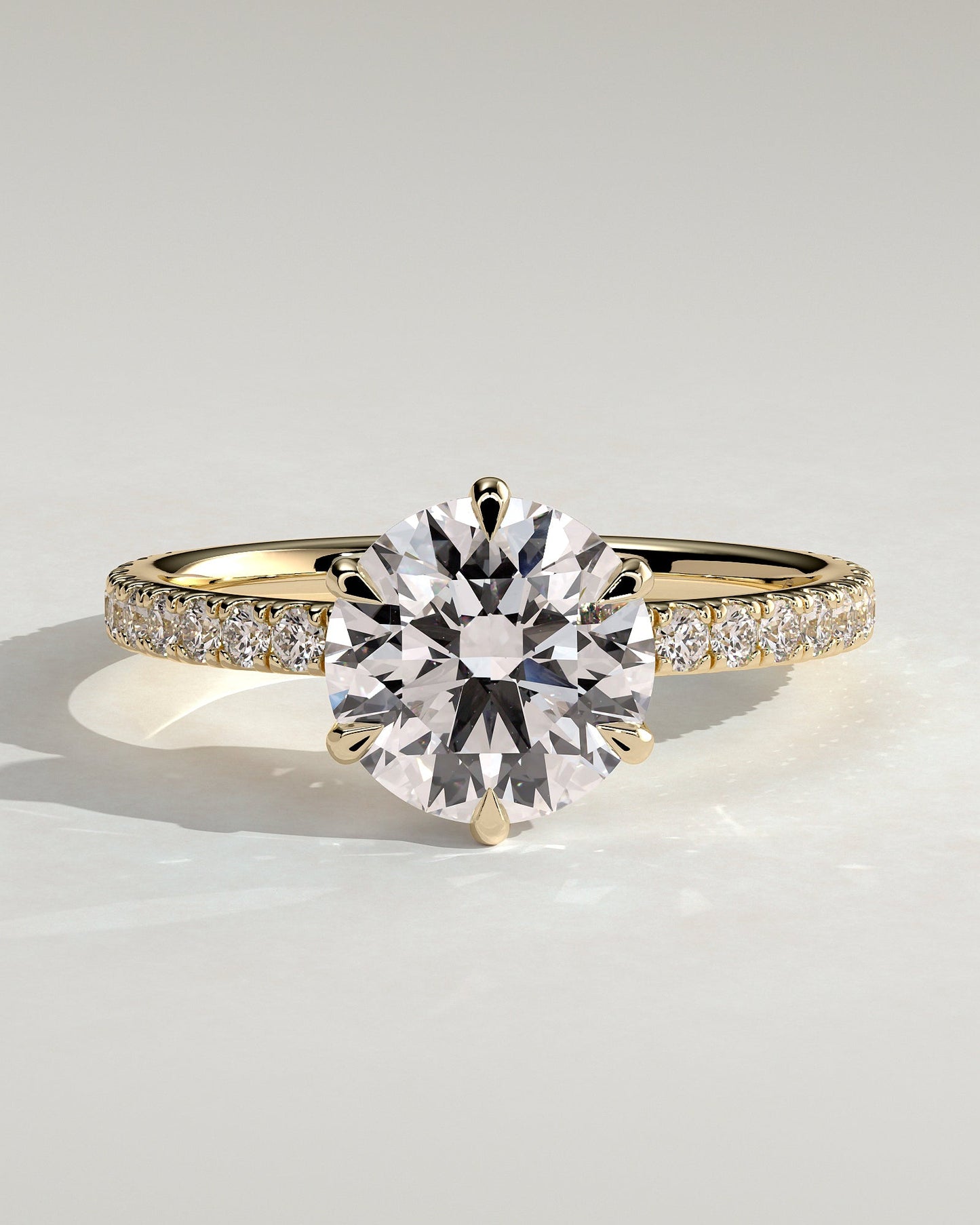 Round Halo, Pave & Split Shank Engagement Ring – 1.93 CT Lab Grown Diamond