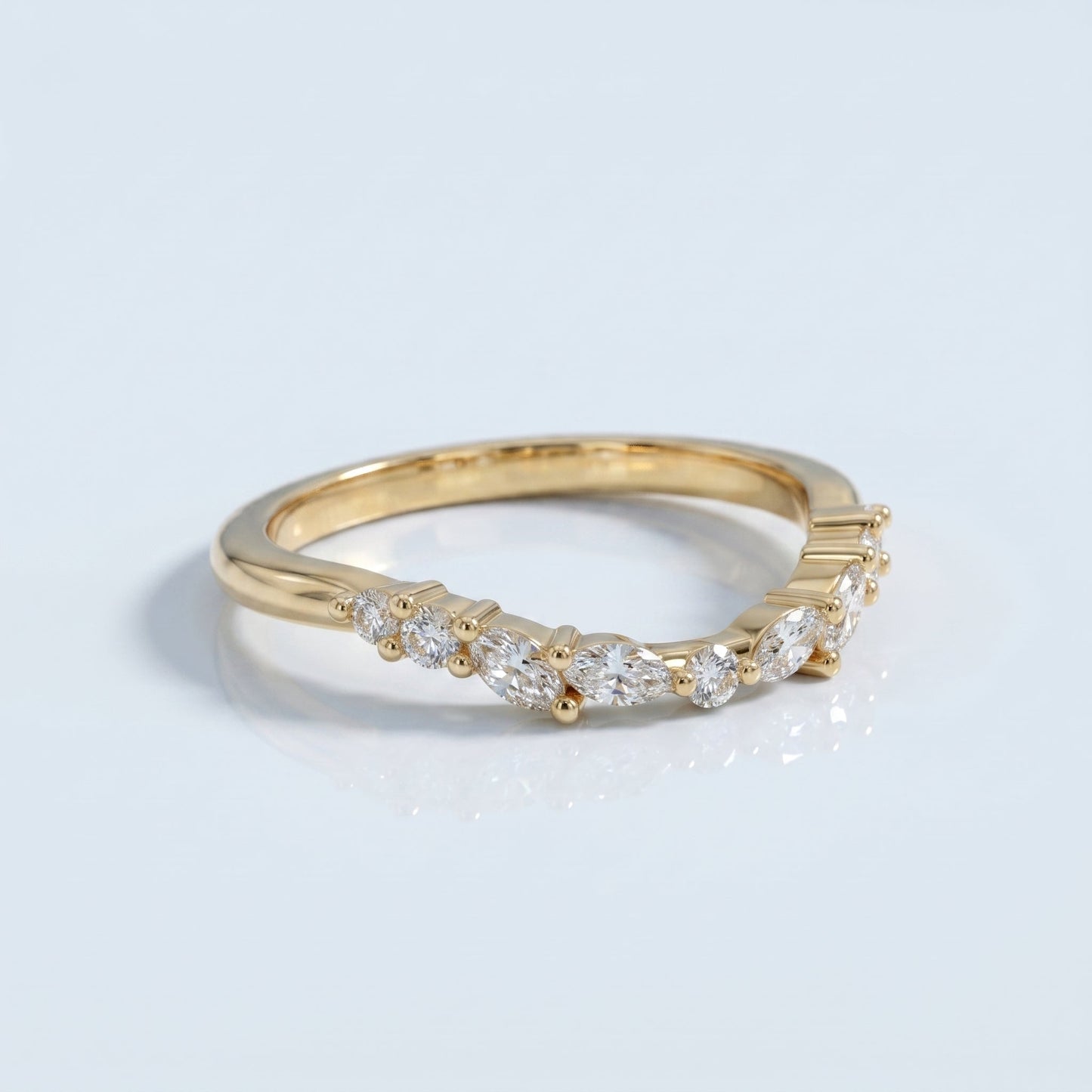 0.2 TCW Round Diamond Half Eternity DEF/VVS Lab Grown Wedding Band