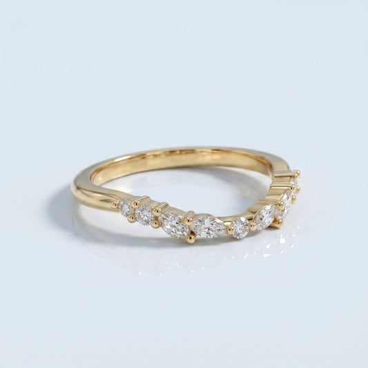 0.2 TCW Round Diamond Half Eternity DEF/VVS Lab Grown Wedding Band