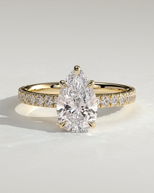 Round Halo, Pave & Split Shank Engagement Ring – 1.93 CT Lab Grown Diamond