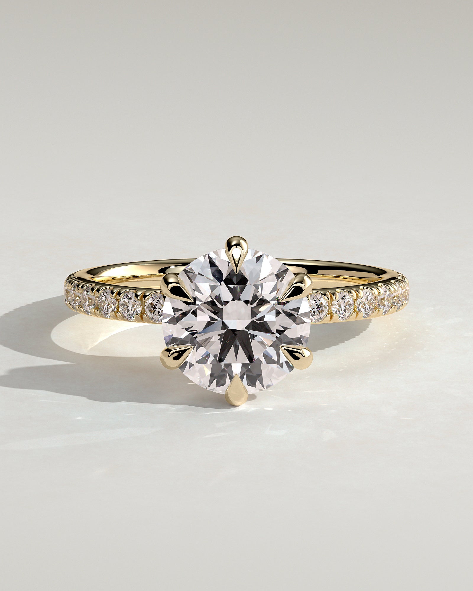 Round Halo, Pave & Split Shank Engagement Ring – 1.93 CT Lab Grown Diamond