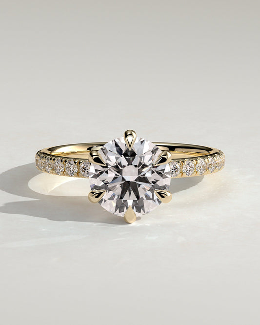 Round Halo, Pave & Split Shank Engagement Ring – 1.93 CT Lab Grown Diamond