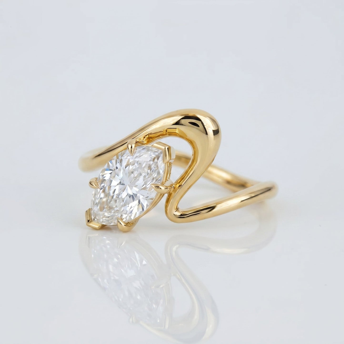 Marquise Swirl Solitaire Engagement Ring – 1 CT Lab Grown Diamond