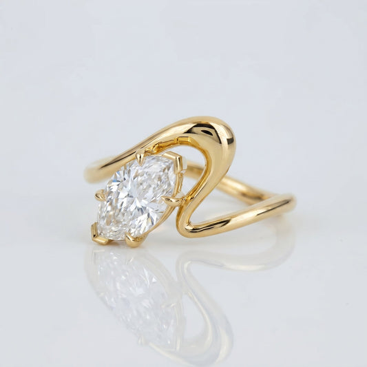 Marquise Swirl Solitaire Engagement Ring – 1 CT Lab Grown Diamond