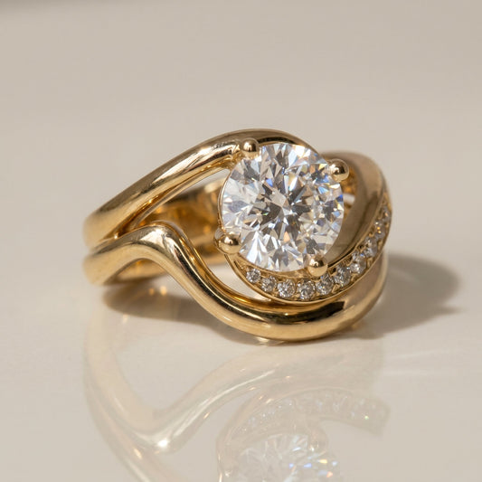 1.0 CT Round Solitaire Moissanite Diamond Bridal Ring Set