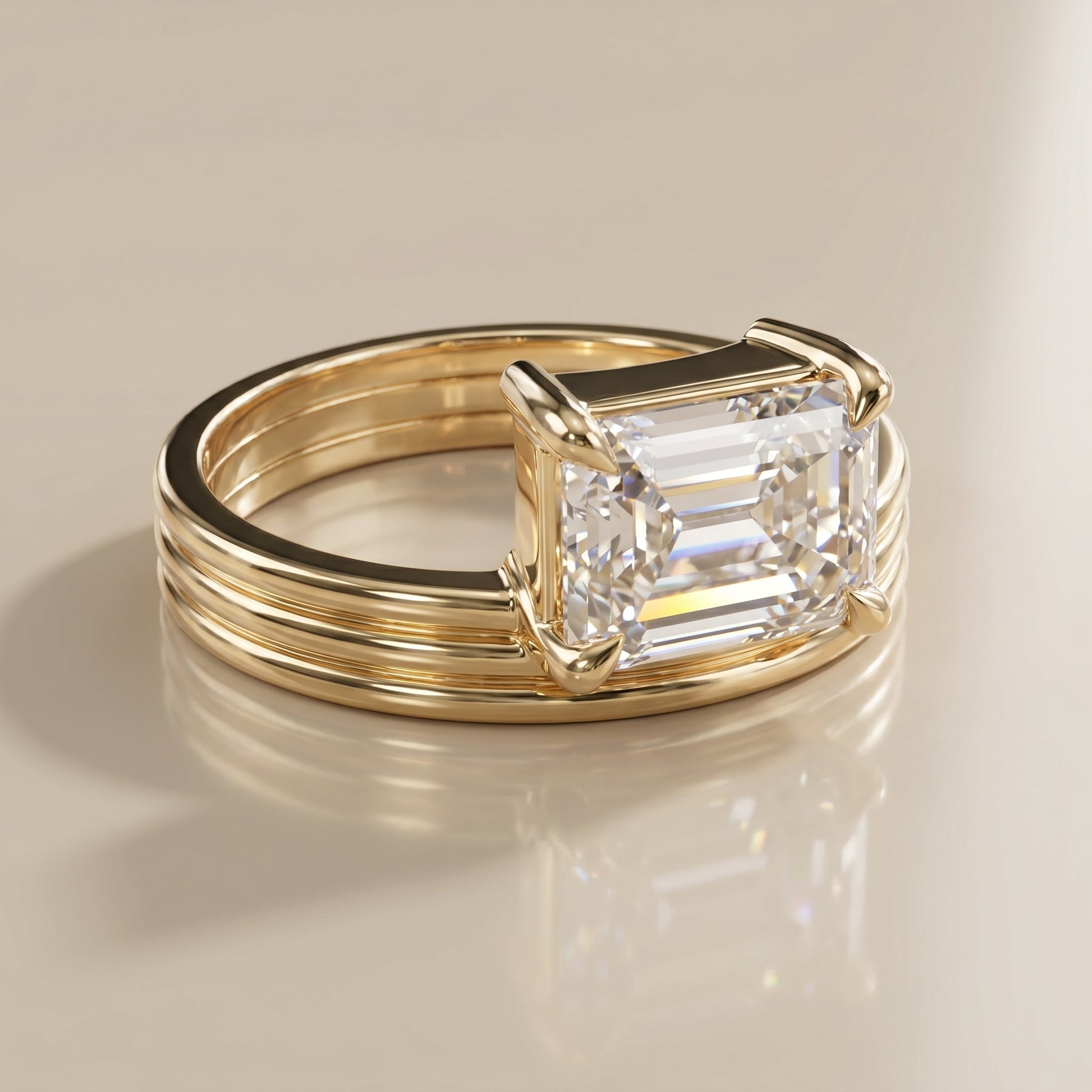 1.0 CT Round Solitaire Moissanite Diamond Bridal Ring Set
