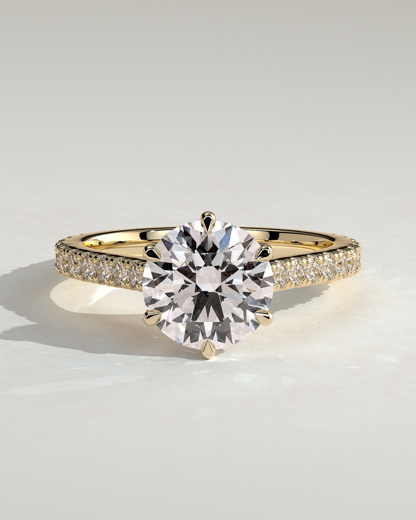 Round Halo, Pave & Split Shank Engagement Ring – 1.93 CT Lab Grown Diamond