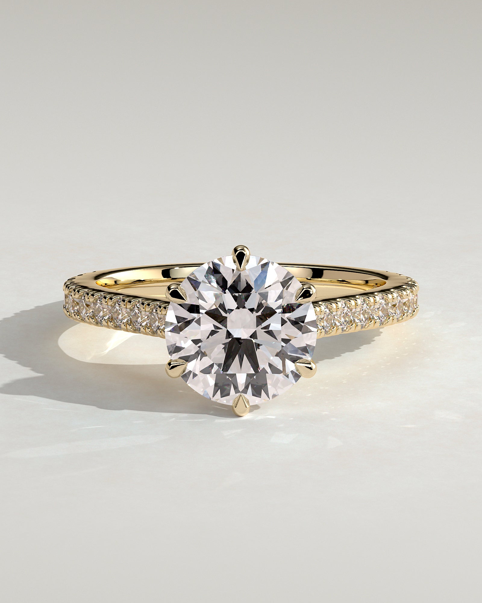 Round Halo, Pave & Split Shank Engagement Ring – 1.93 CT Lab Grown Diamond