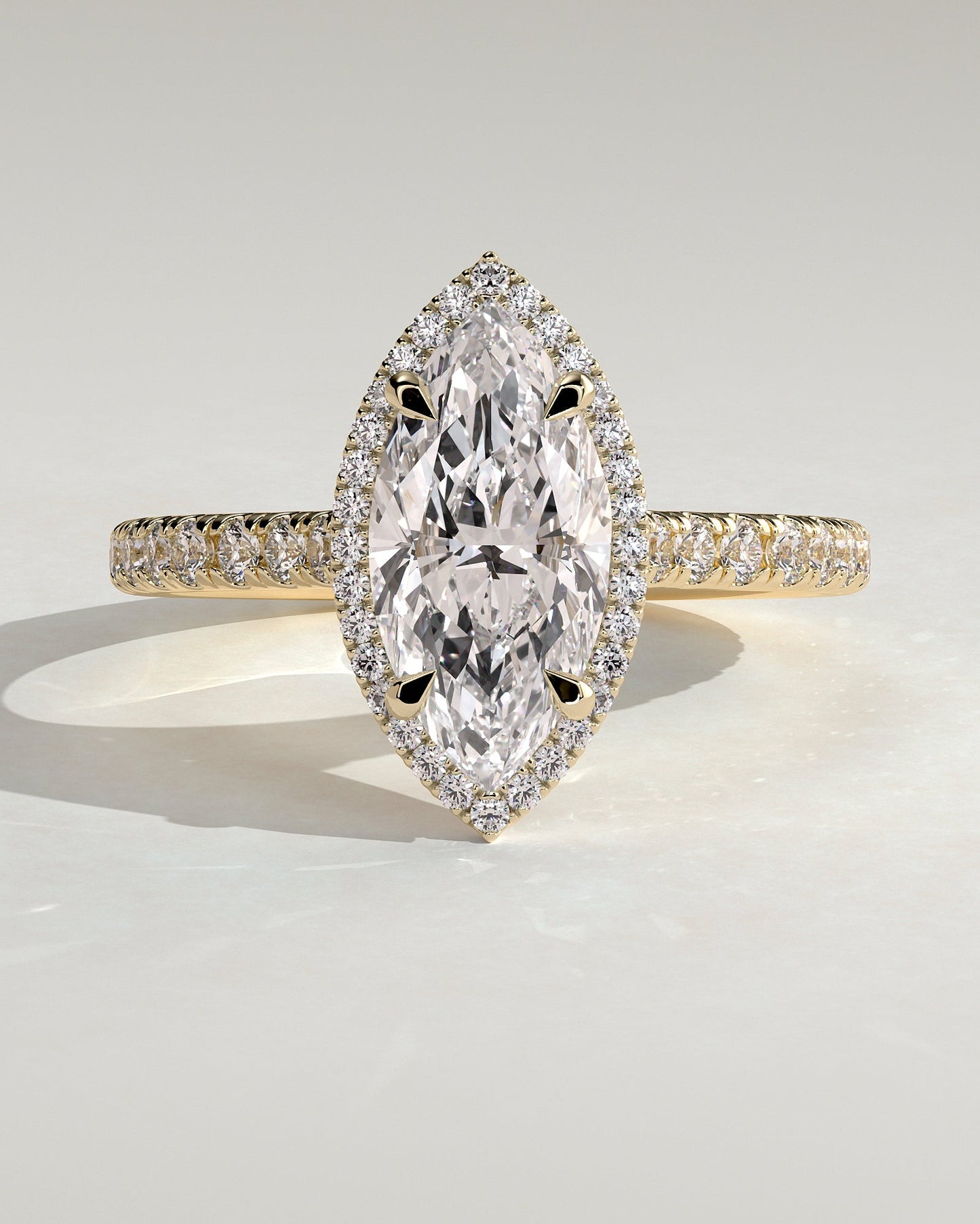 Round Halo, Pave & Split Shank Engagement Ring – 1.93 CT Lab Grown Diamond