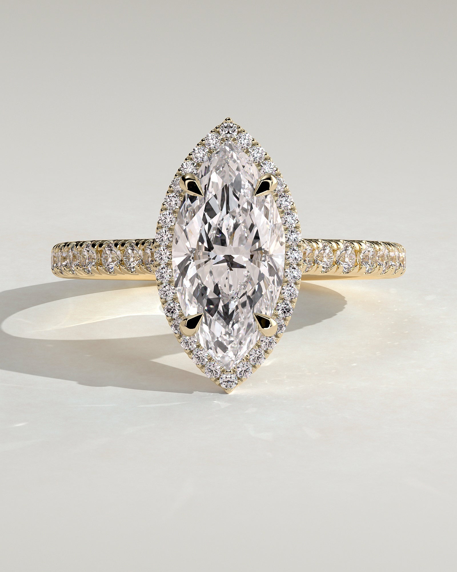 Round Halo, Pave & Split Shank Engagement Ring – 1.93 CT Lab Grown Diamond