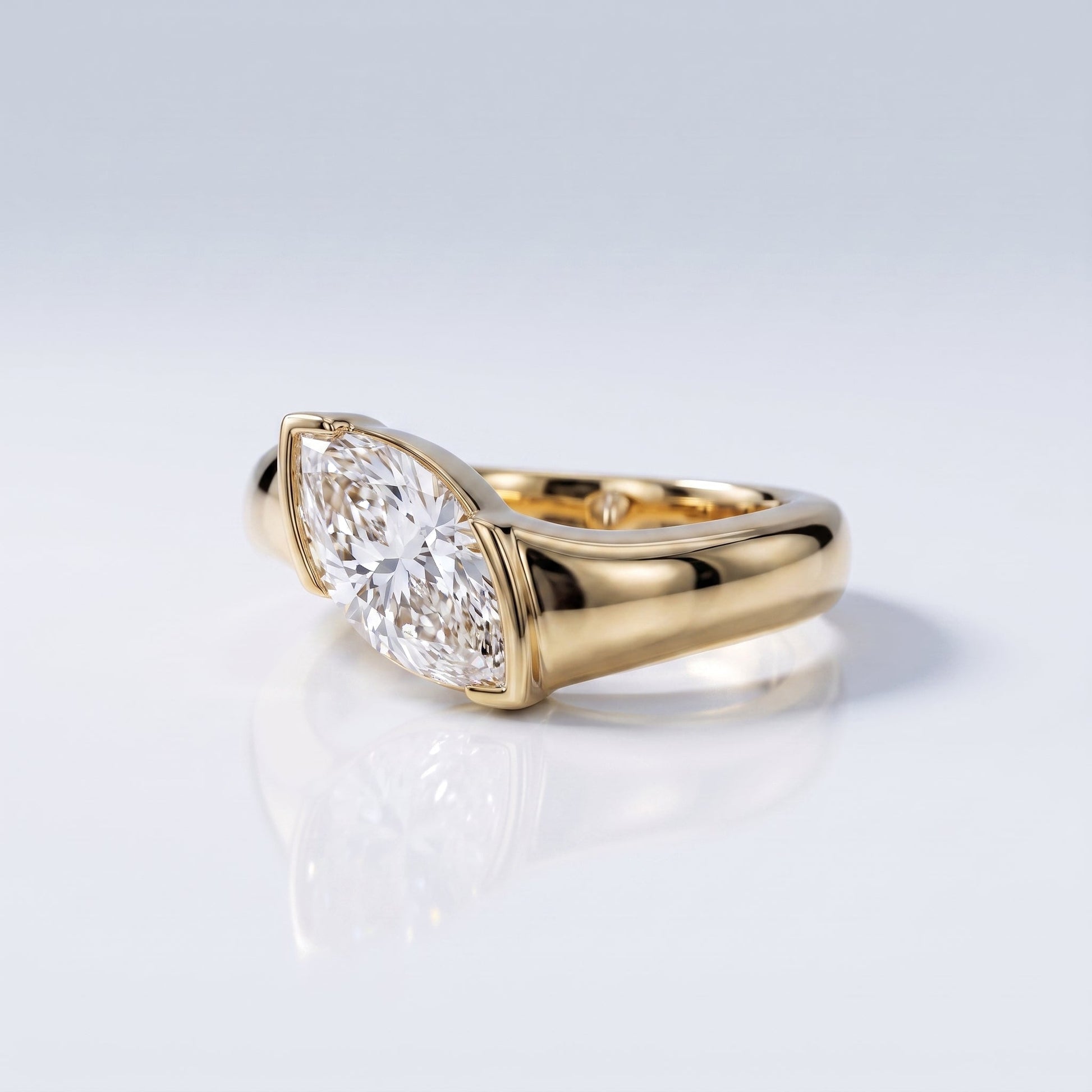 Marquise Swirl Solitaire Engagement Ring – 1 CT Lab Grown Diamond