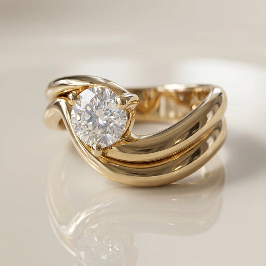 1.0 CT Round Solitaire Moissanite Diamond Bridal Ring Set