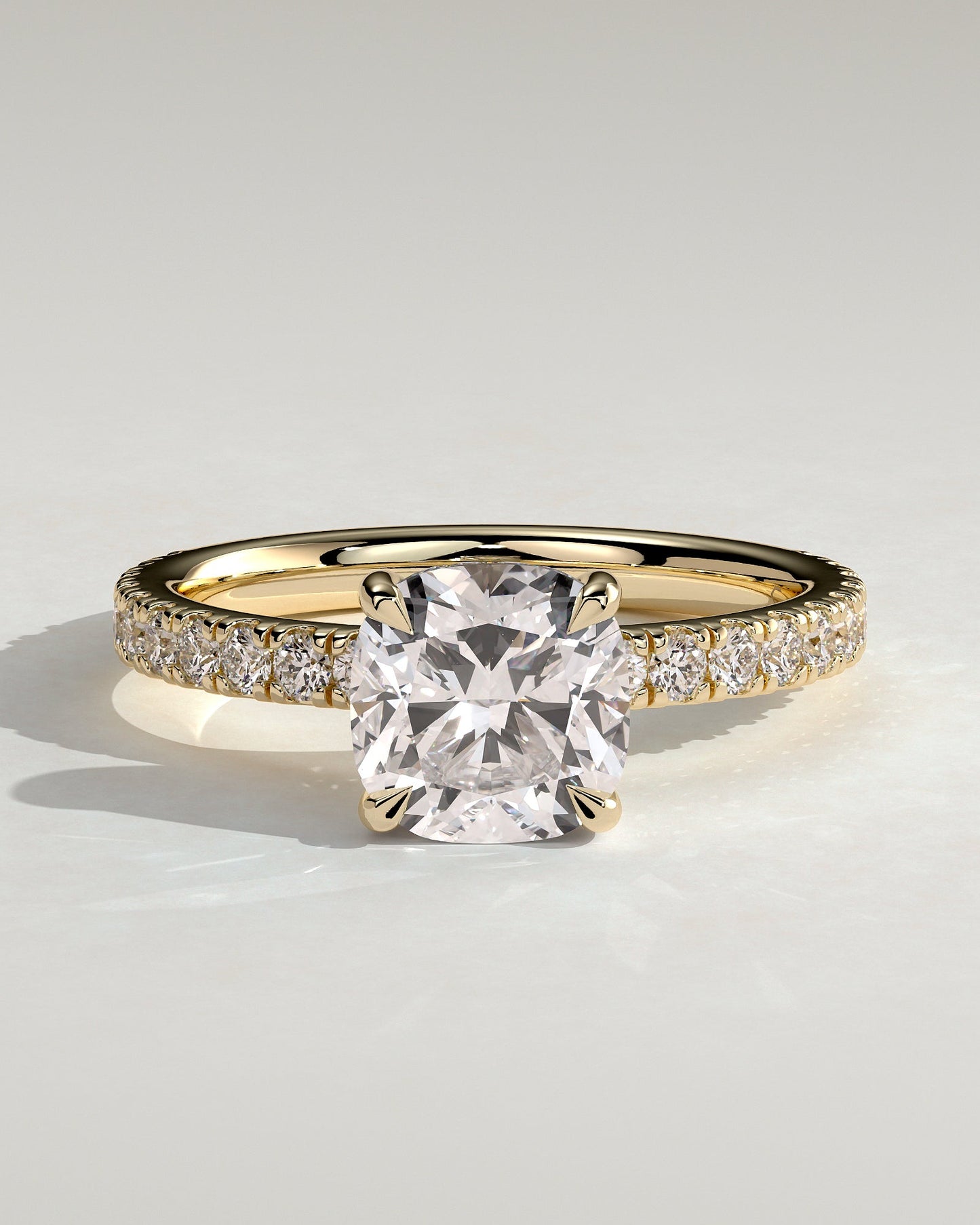 Round Halo, Pave & Split Shank Engagement Ring – 1.93 CT Lab Grown Diamond