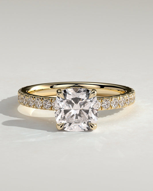 Round Halo, Pave & Split Shank Engagement Ring – 1.93 CT Lab Grown Diamond