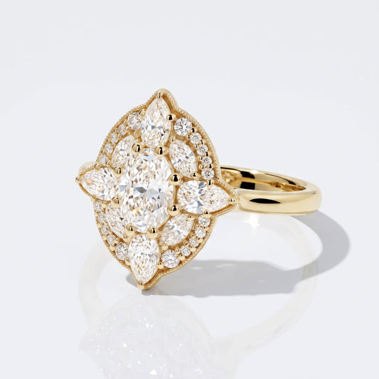 Marquise Swirl Solitaire Engagement Ring – 1 CT Lab Grown Diamond
