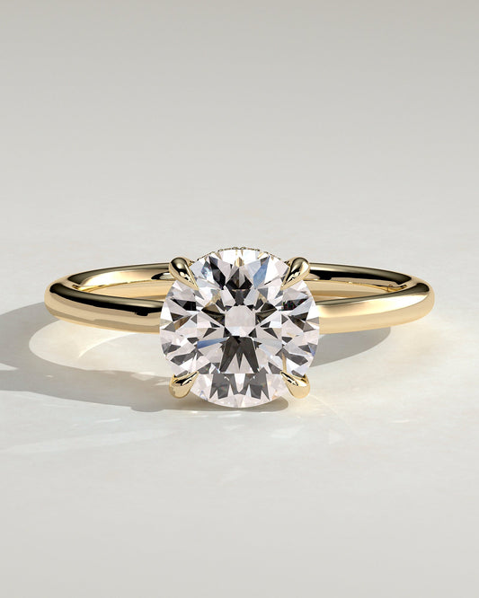 Round Halo, Pave & Split Shank Engagement Ring – 1.93 CT Lab Grown Diamond