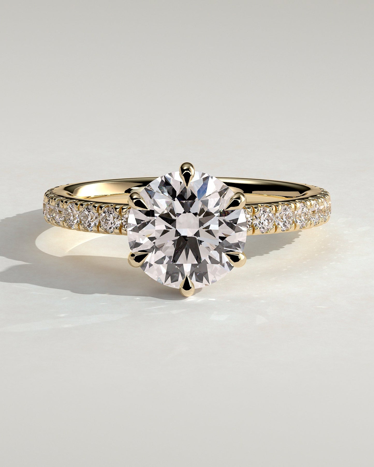 Round Halo, Pave & Split Shank Engagement Ring – 1.93 CT Lab Grown Diamond