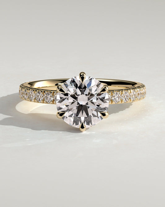 Round Halo, Pave & Split Shank Engagement Ring – 1.93 CT Lab Grown Diamond