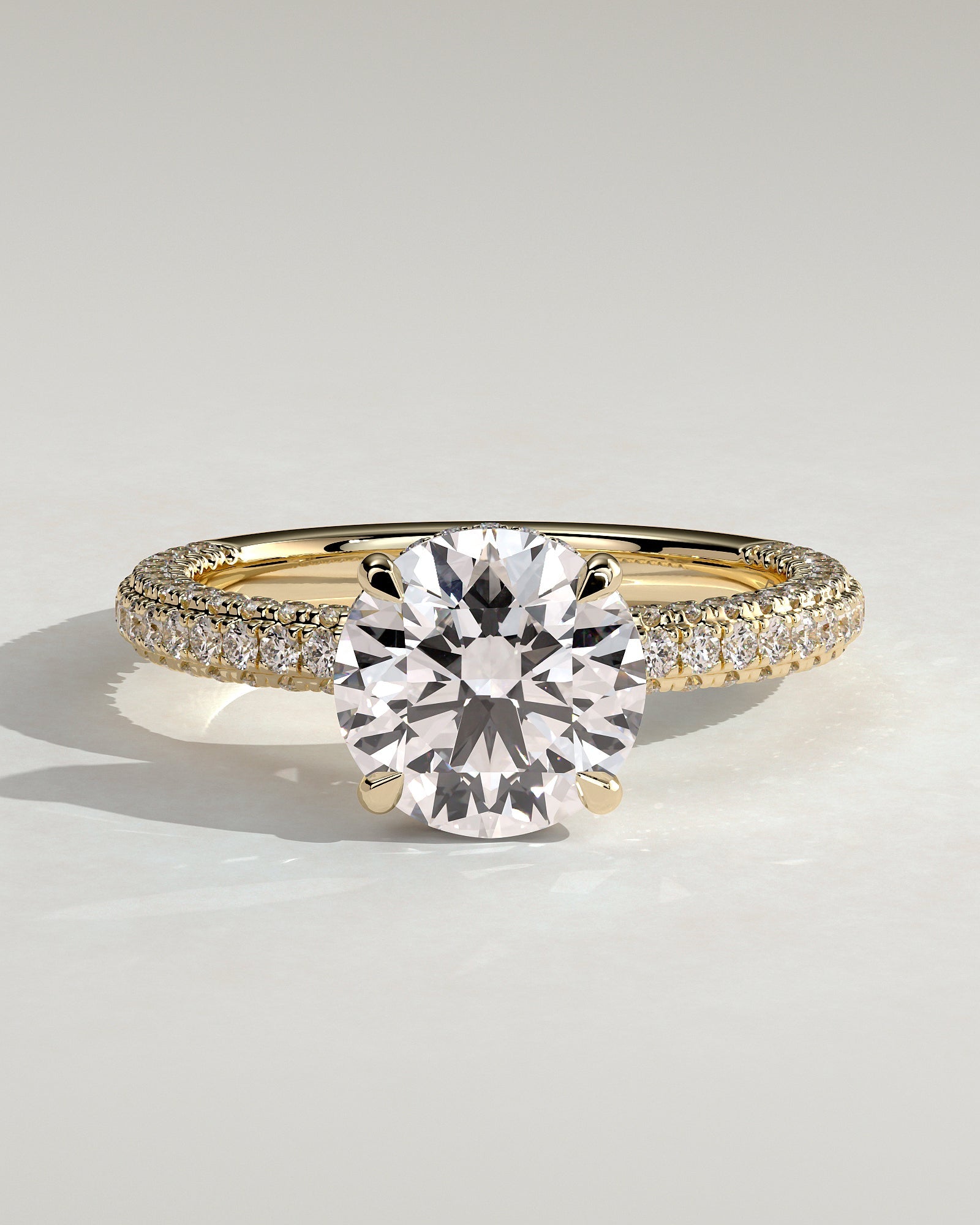 Round Halo, Pave & Split Shank Engagement Ring – 1.93 CT Lab Grown Diamond