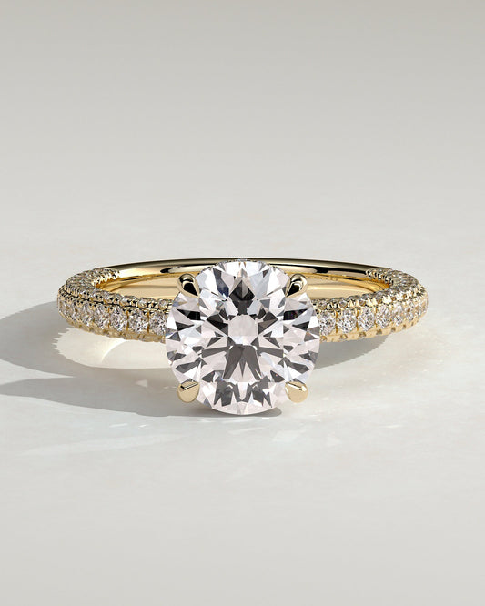 Round Halo, Pave & Split Shank Engagement Ring – 1.93 CT Lab Grown Diamond