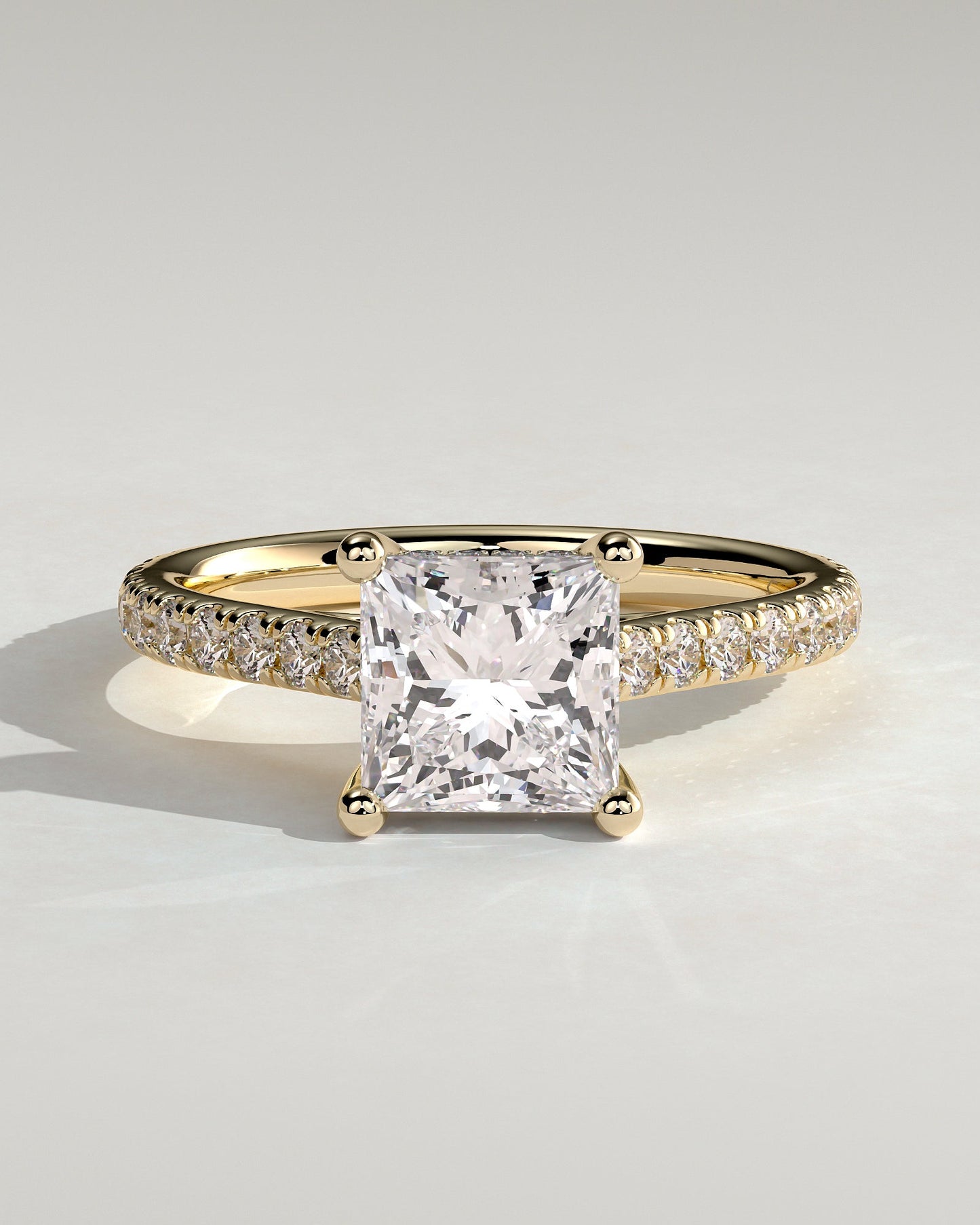 Round Halo, Pave & Split Shank Engagement Ring – 1.93 CT Lab Grown Diamond