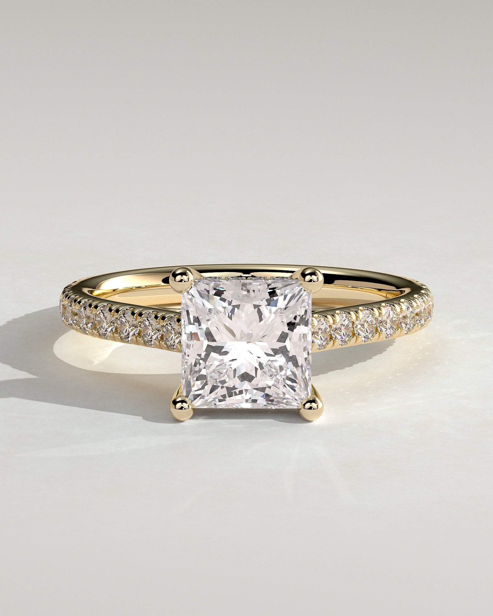 Round Halo, Pave & Split Shank Engagement Ring – 1.93 CT Lab Grown Diamond