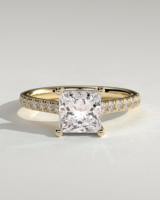 Round Halo, Pave & Split Shank Engagement Ring – 1.93 CT Lab Grown Diamond