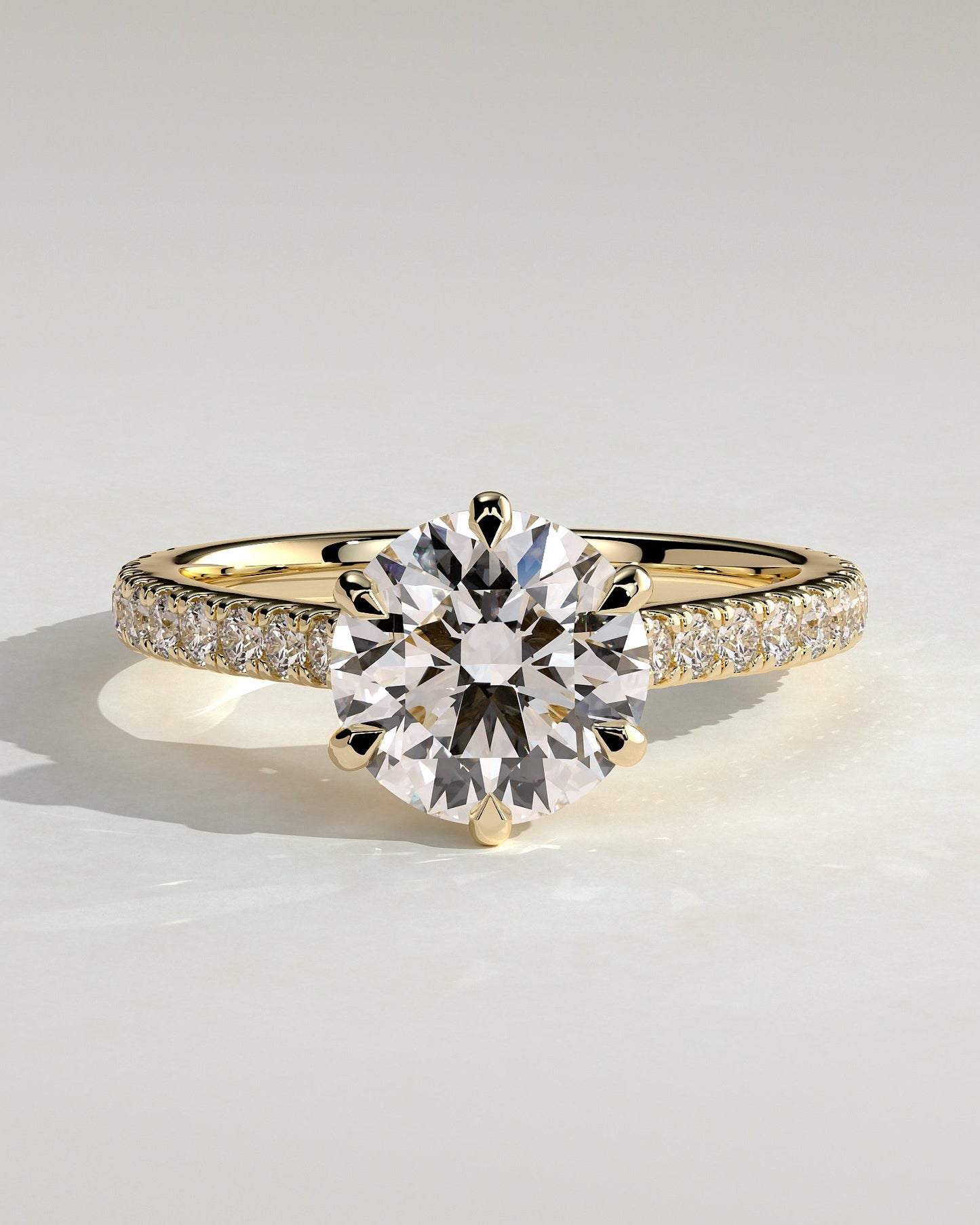 Round Halo, Pave & Split Shank Engagement Ring – 1.93 CT Lab Grown Diamond
