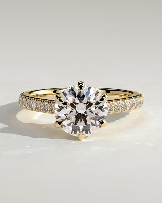 Round Halo, Pave & Split Shank Engagement Ring – 1.93 CT Lab Grown Diamond