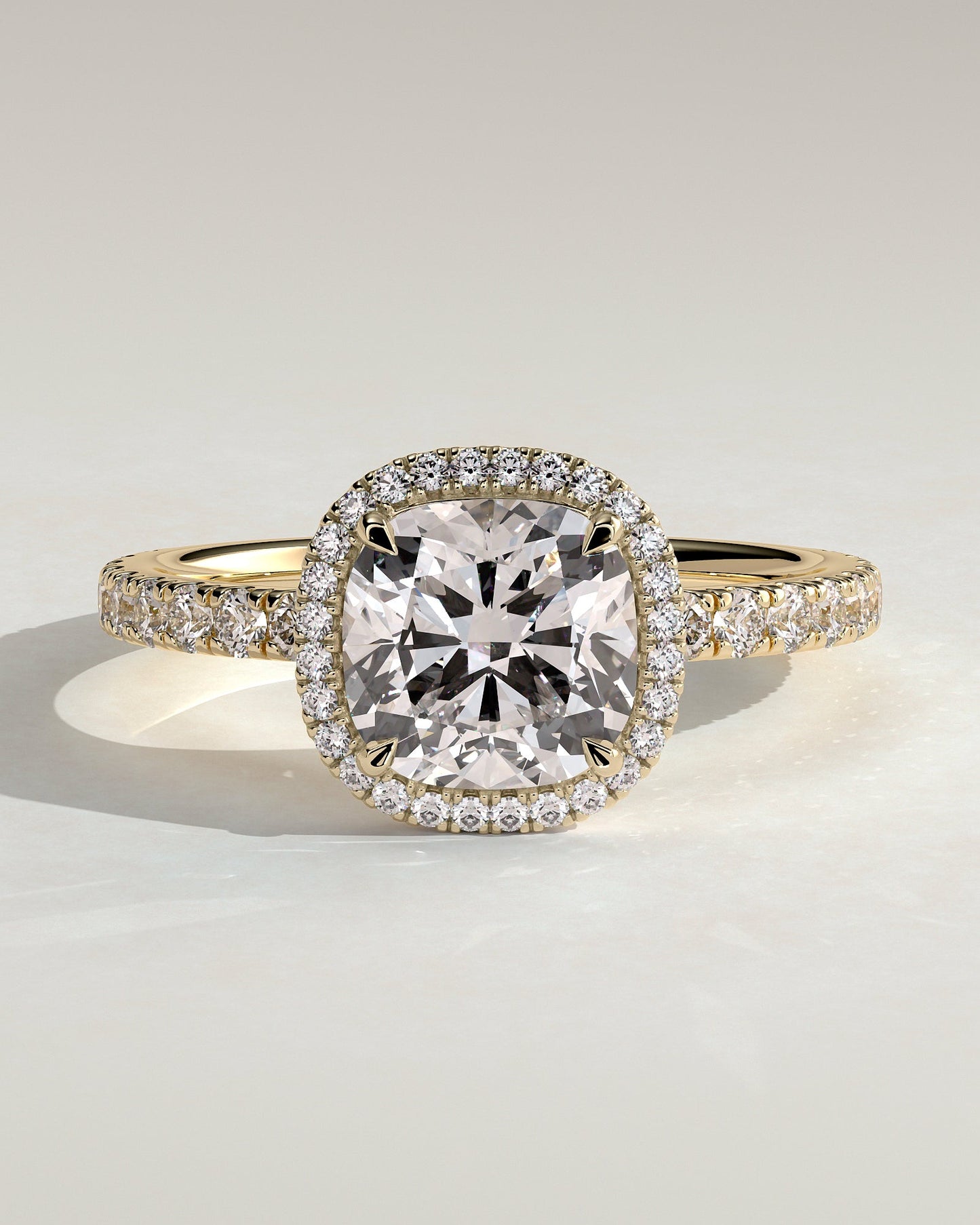 Round Halo, Pave & Split Shank Engagement Ring – 1.93 CT Lab Grown Diamond
